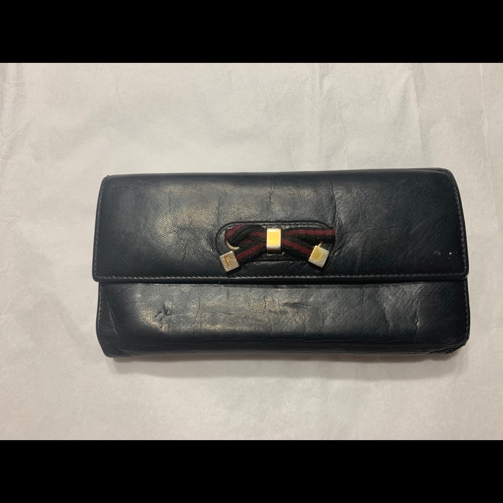 Gucci Black Leather Princy Checkbook Wallet